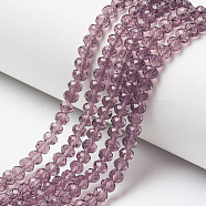 Glass Beads Strands, Faceted, Rondelle, Pale Violet Red, 2.5x2mm, Hole: 0.4mm, about 170pcs/strand, 11.8 inch(30cm)(EGLA-A034-T1mm-D13)