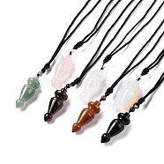 Gemstone Pendulum Shape Pendant Necklace with Nylon Cord for Women, 32.28~35.04 inch(82~89cm)(G-A210-07)