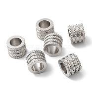 202 Stainless Steel European Beads, Large Hole Beads, Column, Stainless Steel Color, 10x8mm, Hole: 6.5mm(STAS-A081-06P)