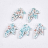Cellulose Acetate(Resin) Pendants, Leaf, Pale Turquoise, 30x16x2.5mm, Hole: 1.2mm(KY-T008-05A)