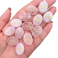 Oval Natural Rose Quartz Rune Stones, Healing Stones for Chakras Balancing, Crystal Therapy, Meditation, Reiki, Divination, 20x15mm, 13pcs/set(PW-WG22365-01)