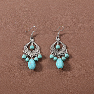 Bohemian tassel turquoise earrings, retro ethnic minority style earrings, personalized temperament, Tibetan ear accessories(JU8957-4)