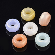 Opaque Acrylic European Beads, Large Hole Beads, with Gold Sand, Rondelle, Mixed Color, 14x7mm, Hole: 6mm(X-OACR-T020-049)
