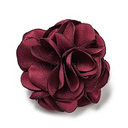 Fabric Rose Flower Brooch for Women, with Iron Pin & Alligator Clip, Dark Red, 53~55x53~55x34~37mm(JEWB-B011-01B)