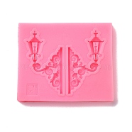 Retro Embossed Wall Lamp Fondant Molds, Cake Border Decoration Food Grade Silicone Molds, for Chocolate, Candy, UV Resin & Epoxy Resin Craft Making, Hot Pink, 75x62x8.5mm, Inner Diameter: 53x63mm(DIY-E054-04)