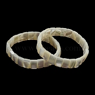 Natural White Shell Rectangle Dominoes Beaded Stretch Bracelets, Inner Diameter: 2-3/8 inch(6cm)(BJEW-N030-01A)