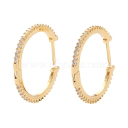 Brass Micro Pave Clear Cubic Zirconia Huggie Hoop Earrings, Long-Lasting Plated, Ring, Real 18K Gold Plated, 1.5x21mm, Pin: 1mm(EJEW-H109-05G)