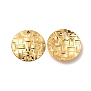 Ion Plating(IP) 304 Stainless Steel Pendants, Flat Round Charm, Real 18K Gold Plated, 20x3mm, Hole: 1.8mm(STAS-I671-23G)