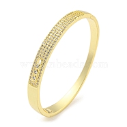 Brass Micro Pave Clear Cubic Zirconia Hinged Bangles for Women, Real 18K Gold Plated, Inner Diameter: 2-1/8 x 2-3/8 inch(5.45x6.05cm)(BJEW-Z062-14G)