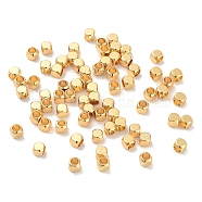 Brass Beads, Long-Lasting Plated, Cube, Real 18K Gold Plated, 4x4x4mm, Hole: 2.5mm(KK-P198-02C-G)