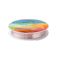 Copper Jewelry Wire, Long-Lasting Plated, Pink, 22 Gauge, 0.6mm, about 19.68 Feet(6m)/roll(CWIR-CW0.6mm-25)