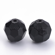 Opaque Acrylic Beads, Faceted, Round, Black, 5x5mm, Hole: 1.2mm, about 8400pcs/500g(SACR-S300-05B-02)