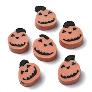 Halloween Theme Handmade Polymer Clay Beads, Pumpkin, Chocolate, 12x10x4mm, Hole: 1.2mm(CLAY-M005-08)