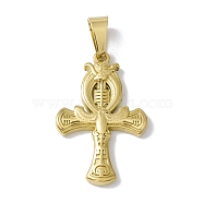 Vacuum Plating 304 Stainless Steel Pendants, Egyptian Ankh Cross, Golden, 34x21x3mm, Hole: 9x4.5mm(STAS-A062-33G)