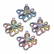 Alloy Big Pendants, Cadmium Free & Nickel Free & Lead Free, Octopus, Rainbow Color, 54.5x57x5mm, Hole: 4mm(PALLOY-N163-129-NR)