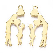 Ion Plating(IP) 201 Stainless Steel Pendants, Family, Real 18K Gold Plated, 40x17.5x1mm, Hole: 2mm(STAS-N098-067LG)