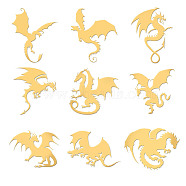 9Pcs Nickel Custom Self-adhesive Picture Stickers, Independence Day Metal Decals, Golden, Dragon, 40x40mm(DIY-WH0450-206)