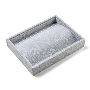 Velvet Necklace Display Storage Boxes, Plush Necklace Organizer Trays, Rectangle, Light Grey, 20.1x15.2x3.15cm(CON-G022-01A)