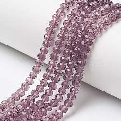 Glass Beads Strands, Faceted, Rondelle, Pale Violet Red, 2.3~2.7x2mm, Hole: 0.4mm, about 150~155pcs/strand, 32~33cm(EGLA-A034-T1mm-D13)