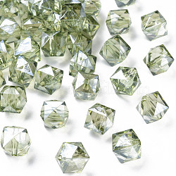Transparent Acrylic Beads, Faceted, Rhombus, Olive Drab, 13x14x13.5mm, Hole: 2mm, about 346pcs/500g(MACR-S373-100-P01)