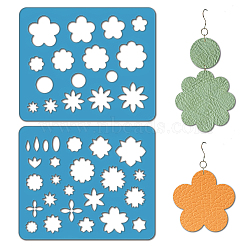 2Pcs 2 Style Acrylic Earring Handwork Template, Card Leather Cutting Stencils, Flower, 15x18x0.3cm, 1pc/style(DIY-WH0573-004)