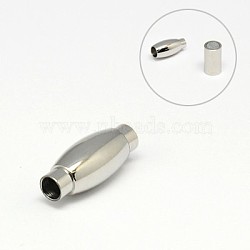 304 Stainless Steel Magnetic Clasps with Glue-in Ends, Column with Barrel, 17x7mm, Hole: 3mm(STAS-K006-24C)