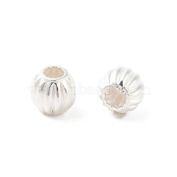 925 Sterling Silver Pumpkin Beads, Silver, 4x3.5mm, Hole: 1.5mm, 100pcs/10g(STER-H112-04B)