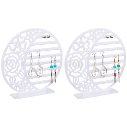 Detachable Hollow Round Acrylic Earring Display Stands, Tabletop Earring Organizer Holder Ornament for Earring Storage, White, Finish Product: 18x4x18cm(EDIS-WH0029-47)