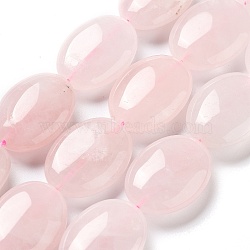 Natural Rose Quartz Beads Strands, Flat Oval, 25x18x8~9mm, Hole: 0.9~1mm, about 8pcs/strand, 7.72''~7.87''(19.6~20cm)(G-P528-D06-01)