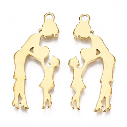 Rack Plating 304 Stainless Steel Pendants, Family, Real 18K Gold Plated, 40x17.5x1mm, Hole: 2mm(STAS-N098-067LG)