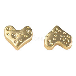 Brass Beads, Nickel Free, Heart, Real 18K Gold Plated, 10x11x3mm, Hole: 0.8mm(KK-N233-214)