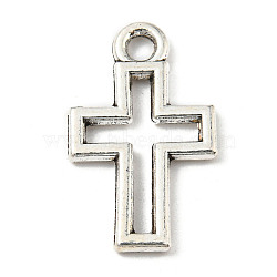 Tibetan Style Alloy Pendants, Cross, Antique Silver, 17.5x10.5x1.5mm, Hole: 1.8mm, 980pcs/500g(PALLOY-P293-156)