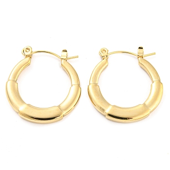Ring 304 Stainless Steel Hoop Earrings for Women, Real 14K Gold Plated, 24x22x3mm