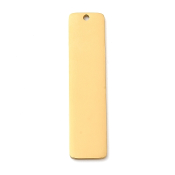 Ion Plating(IP) 304 Stainless Steel Pendants, Stamping Blank Tag, Rectangle Charm, Golden, 50x12x1.5mm, Hole: 1.8mm