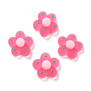 Translucent Resin Cabochons, Imitation Jelly, Flower, Hot Pink, 17.5x18x7.5mm