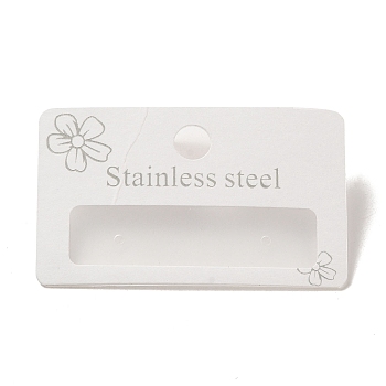 Paper & Plastic Single Earring Display Card with Word Stainless Steel, Used For Earrings, Rectangle, White, 3.15x5x0.9cm