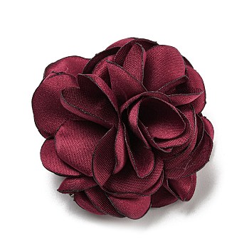 Fabric Rose Flower Brooch for Women, with Iron Pin & Alligator Clip, Dark Red, 53~55x53~55x34~37mm