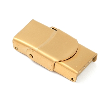 Ion Plating(IP) 201 Stainless Steel Watch Band Clasps, with Four Sawtooth, Rectangle, Golden, 26x13mm, Hole: 10x2~3mm