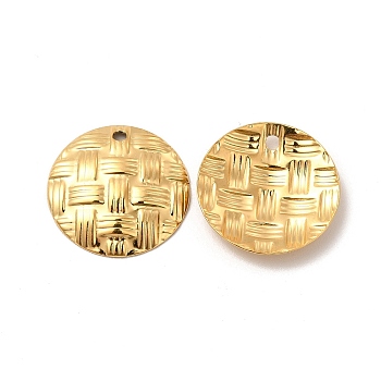Ion Plating(IP) 304 Stainless Steel Pendants, Flat Round Charm, Real 18K Gold Plated, 20x3mm, Hole: 1.8mm