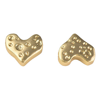 Brass Beads, Nickel Free, Heart, Real 18K Gold Plated, 10x11x3mm, Hole: 0.8mm