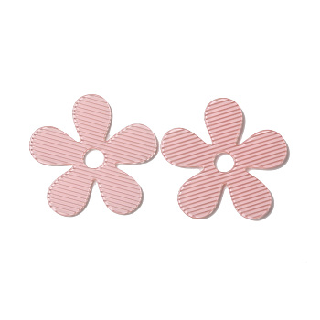 Cellulose Acetate(Resin) Cabochons, Flower, Pink, 45.5x46.5x2.5mm, Hole: 7.5mm