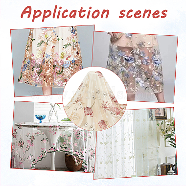 Embroidered Flowers Polyester Tulle Lace Fabric(DIY-WH0449-31D)-6