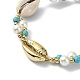 Natural Shell & Shell Pearl & Synthetic Turquoise Beaded Bracelet(BJEW-TA00418)-3