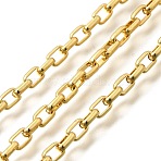 Brass Cable Chains, Soldered, with Spool, Lead Free & Cadmium Free, Long-Lasting Plated, Rack Plating, Rectangle, Real 18K Gold Plated, 5x3.5x1.5mm(CHC-B023-04G)
