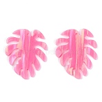 Acrylic Pendants, for DIY Earring Accessories, Leaf, Pearl Pink, 34x28x2mm, Hole: 1mm(KY-I008-08B)