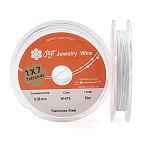 50M Soft Stainless Steel Wire, with Spool, Round, Silver, 0.38mm, about 164.04 Feet(50m)/Roll(TWIR-N006-01B-S)
