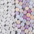 Transparent Glass UV Reactive Beads, Color Changing Beads, Round, White, 8.5x7.5~8mm, Hole: 1.2mm(X-DGLA-F003-02-8mm)