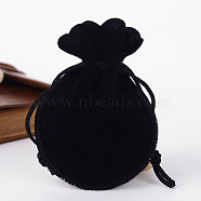 Gourd Velvet Bags, Black, 12x9cm(X-TP-R005-9x12cm-01)
