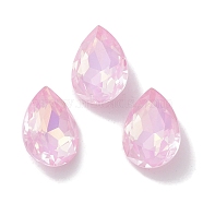 Glass Rhinestone Cabochons, Point Back & Back Plated, Faceted, Teardrop, Light Rose, 14x10x5.5mm(RGLA-G020-06A-508AM)
