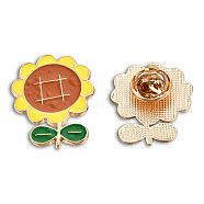Sunflower Shape Enamel Pin, Light Gold Plated Alloy Cartoon Badge for Backpack Clothes, Nickel Free & Lead Free, Chocolate, 28x22mm(JEWB-N007-203)
